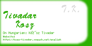 tivadar kosz business card